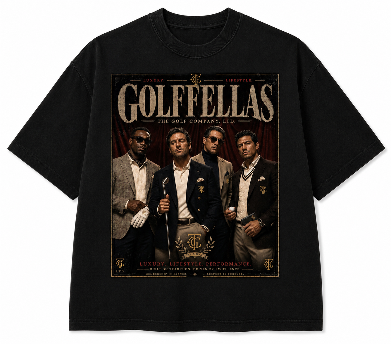 Black Golffellas Vintage Tee front graphic product image
