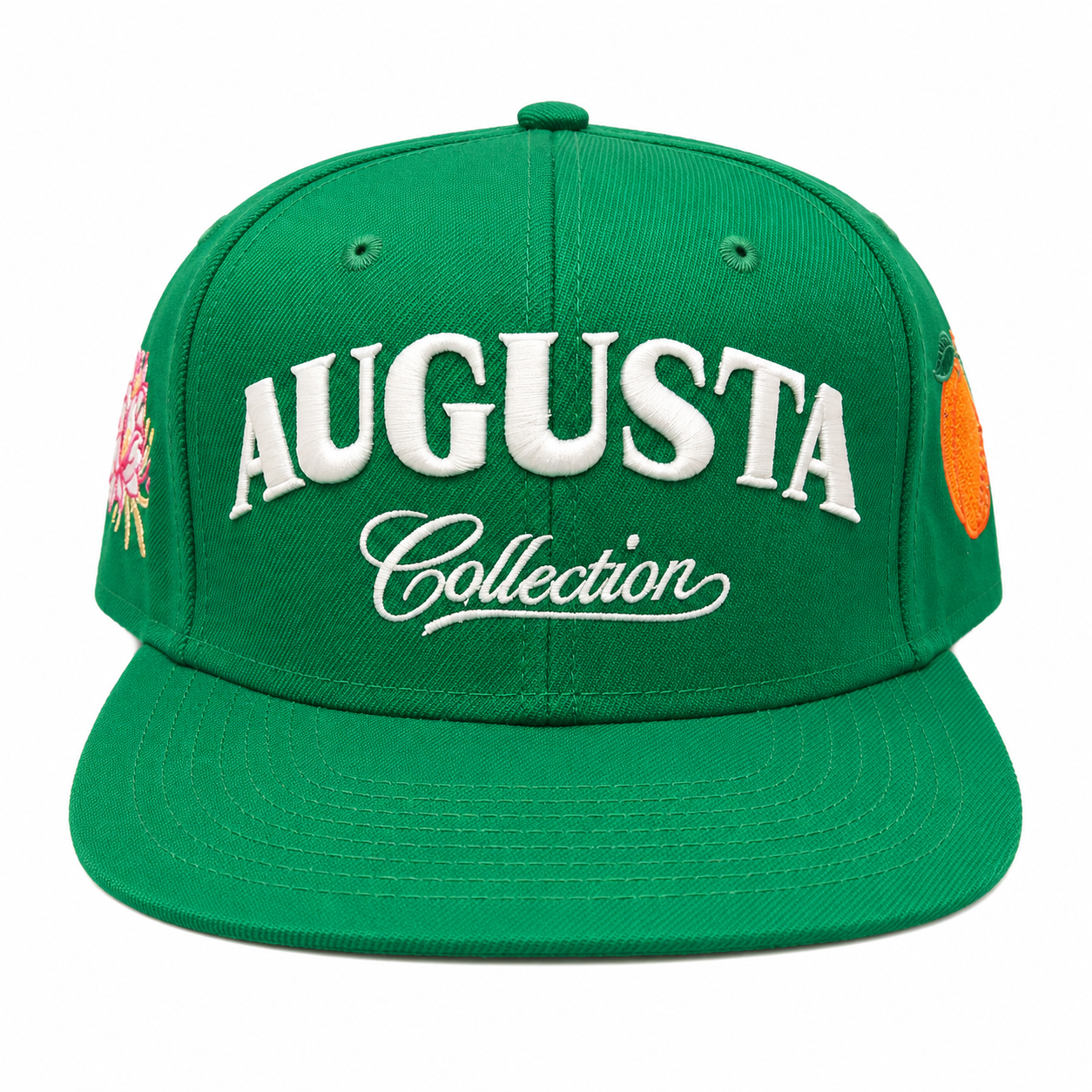 Green Augusta Collection Snapback Hat with white front embroidery by The Golf Company Ltd.