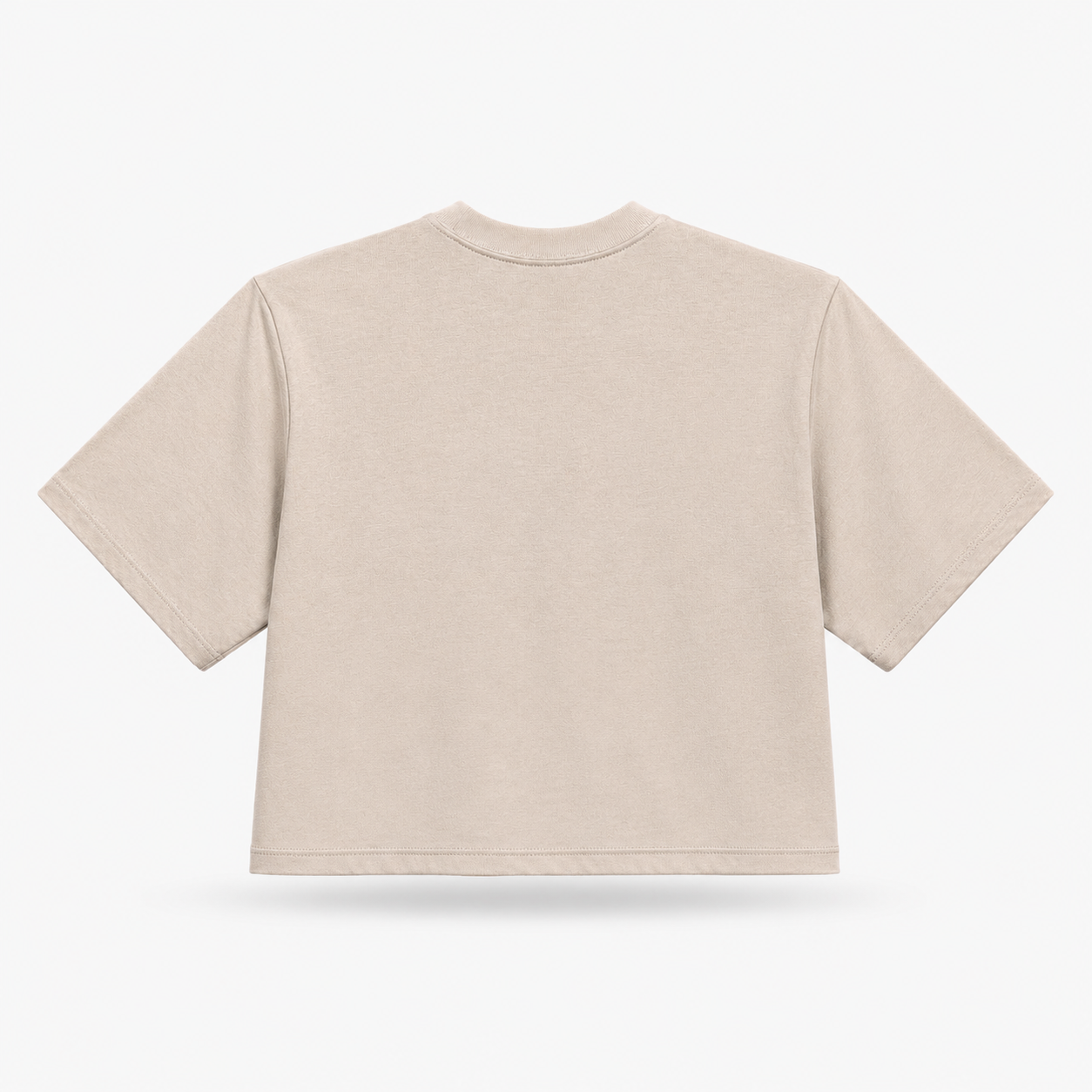 Women’s bone cream heavyweight cropped boxy t-shirt rear view showing cropped fit and clean back construction.