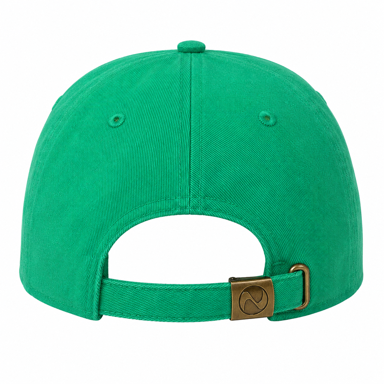 Green cap with a gold buckle on a white background