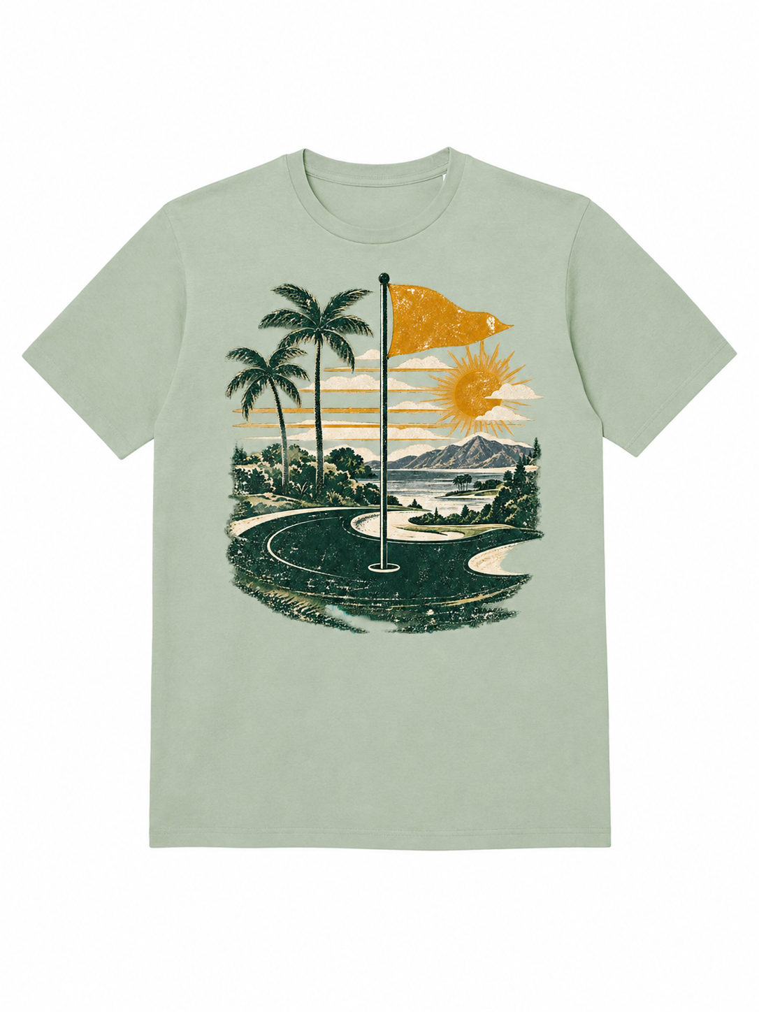 Vintage Putting Green & Flag Tee in Matcha by The Golf Company Ltd.