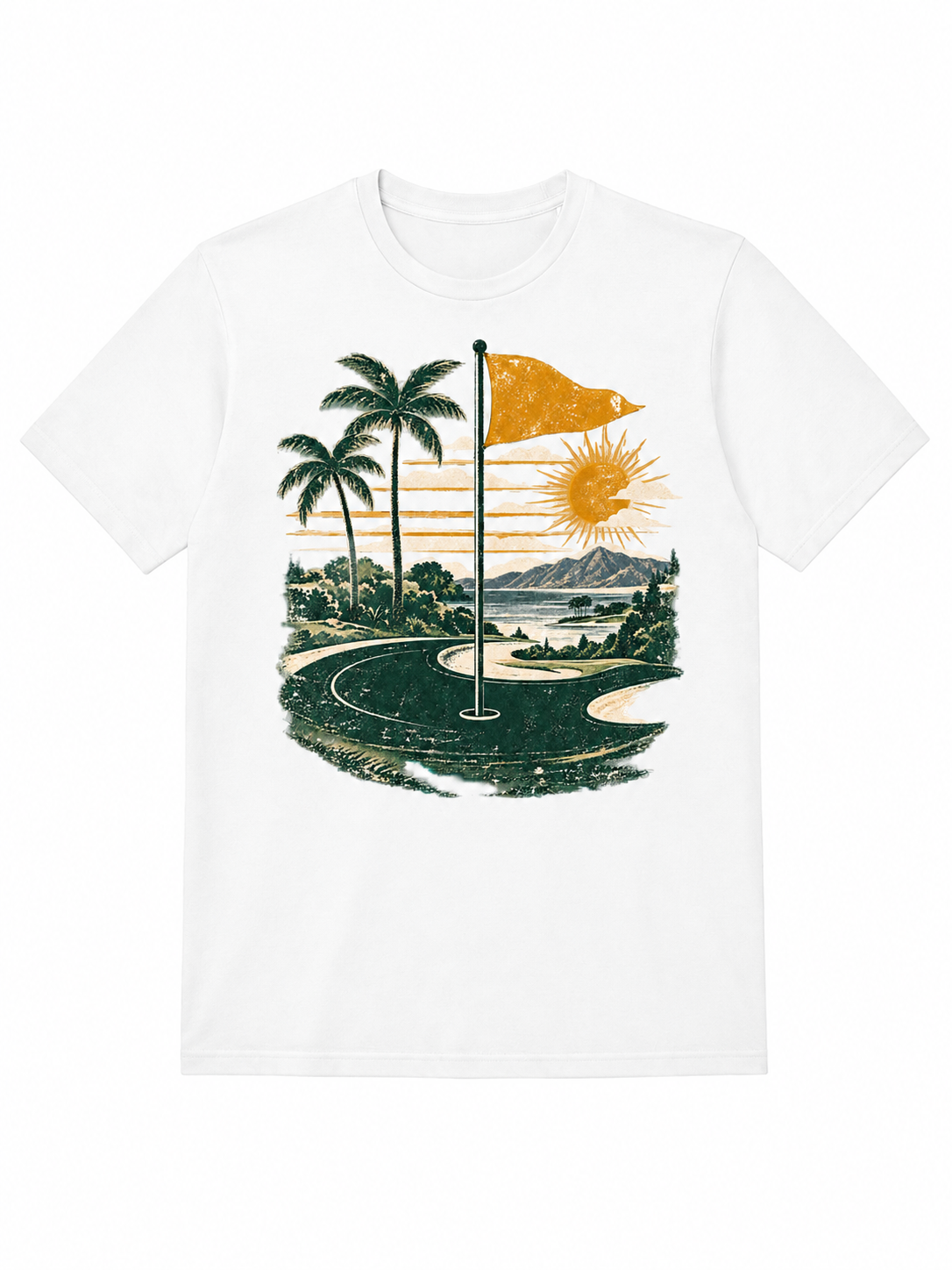 Vintage Putting Green & Flag Tee in White by The Golf Company Ltd.