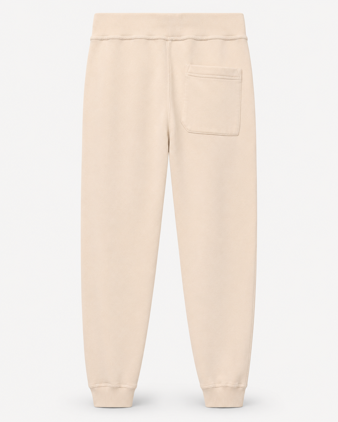 Women’s sandshell premium fleece jogger rear view with back pocket, ribbed cuffs, and soft 3-end fleece construction.