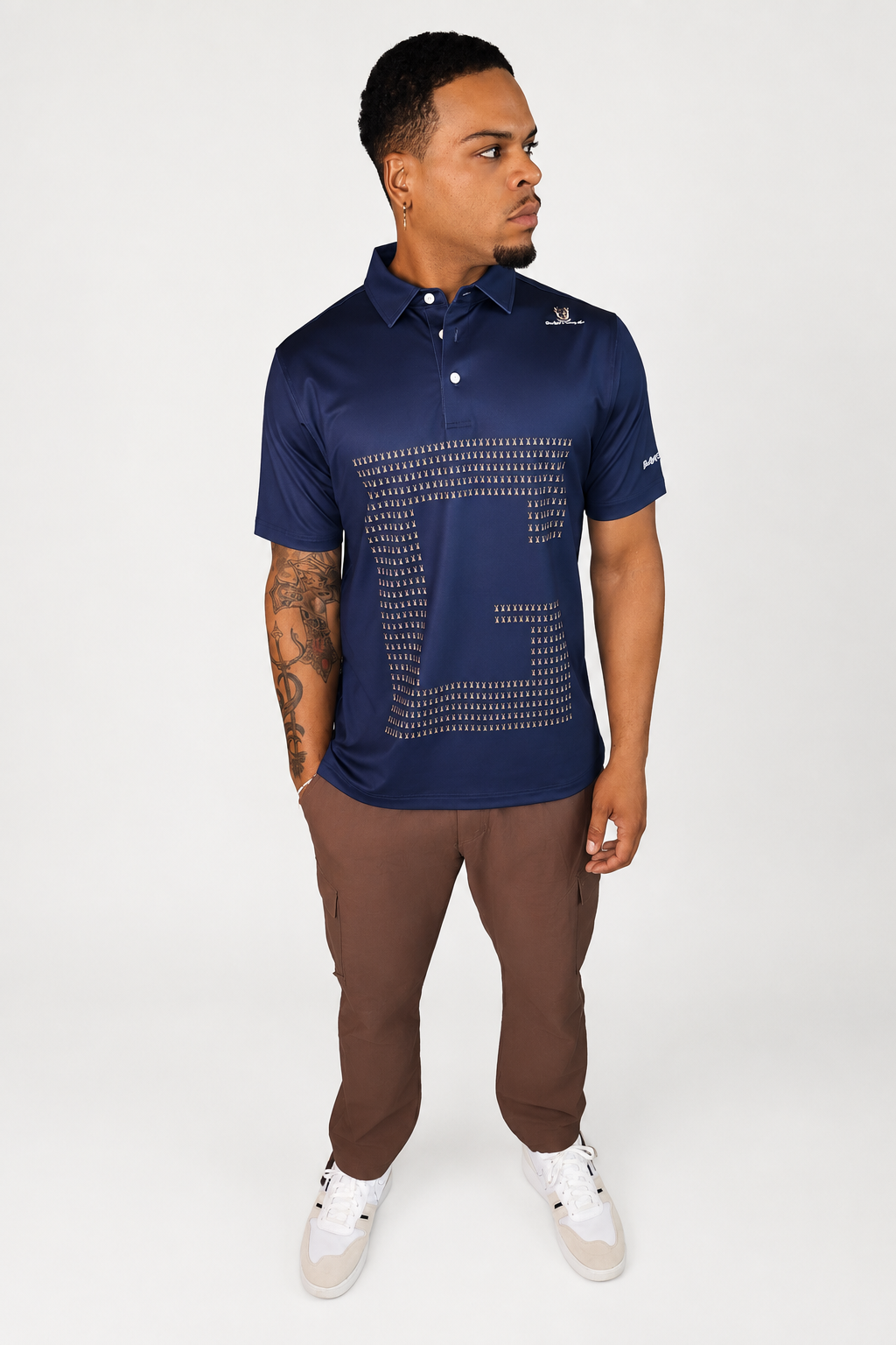 Men’s G Series Performance Golf Shirt in navy worn by model, front full-body view
