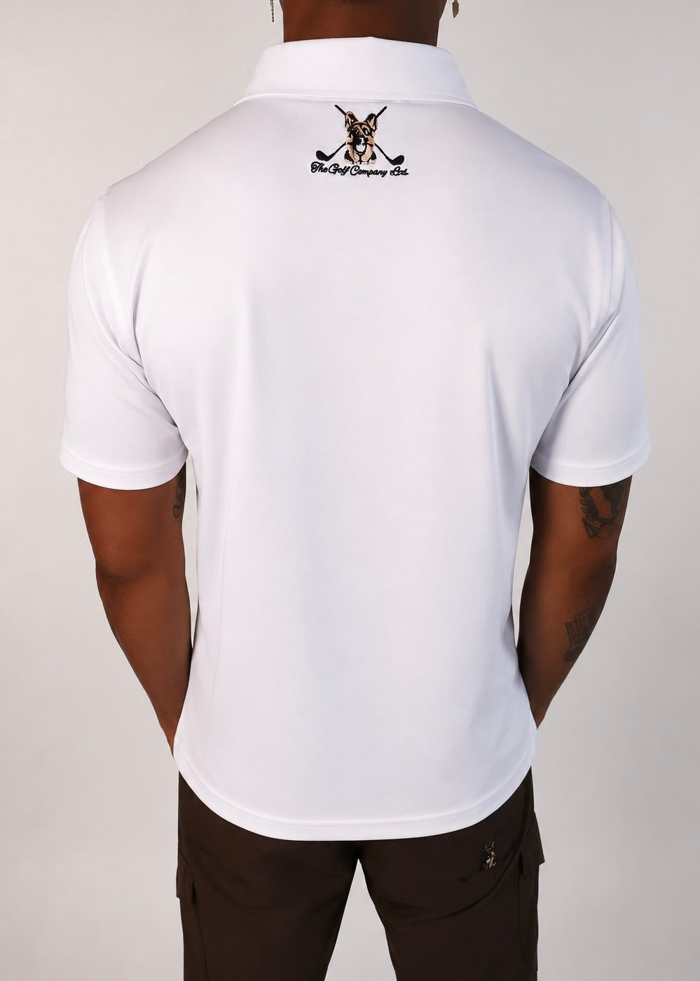 White G Series Performance Golf Shirt rear view showing back collar logo